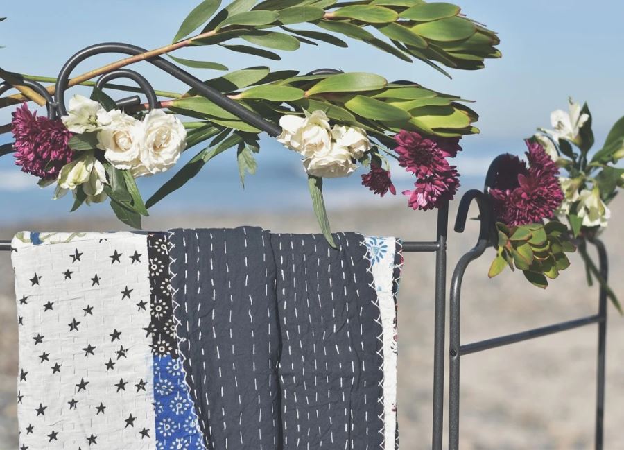 JUST ADDED - Indian Kantha Quilt - Patchwork 01 - Throw Blanket 87 X 62 [Photo 4]