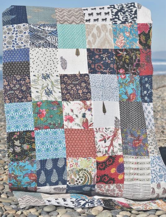 JUST ADDED - Indian Kantha Quilt - Patchwork 01 - Throw Blanket 87 X 62
