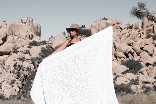 JUST ADDED - Paia - Indian Hand Stitched White Cutwork Quilt Blanket - Bedding Size 87 X 107 Retails $189 [Photo 1]