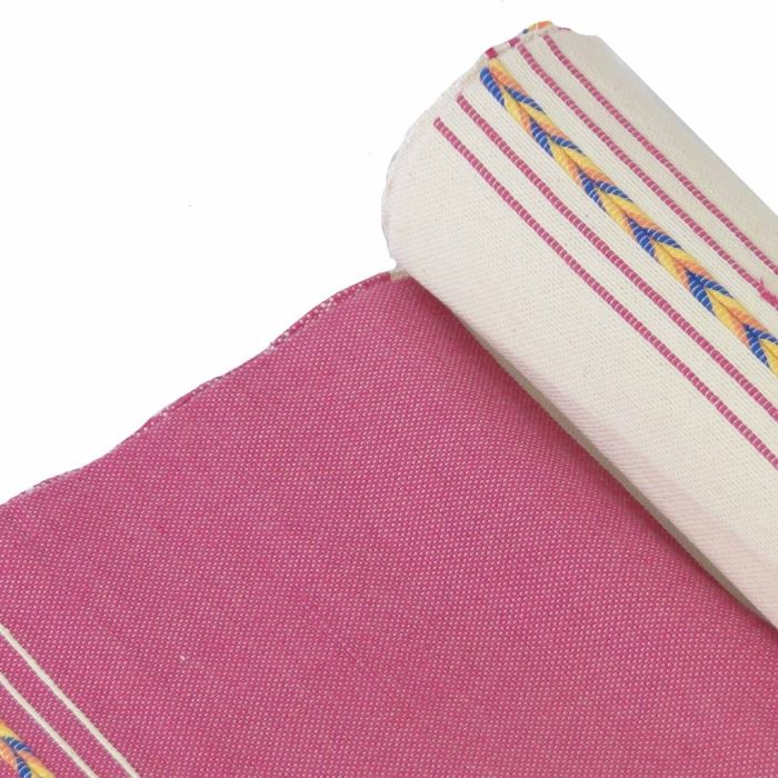 JUST ADDED - Fuschia / Ivory Lita Blanket - Handmade Bohemian Cotton - Fringe Accent Hemline 57 X 76 Retails $50 [Photo 3]