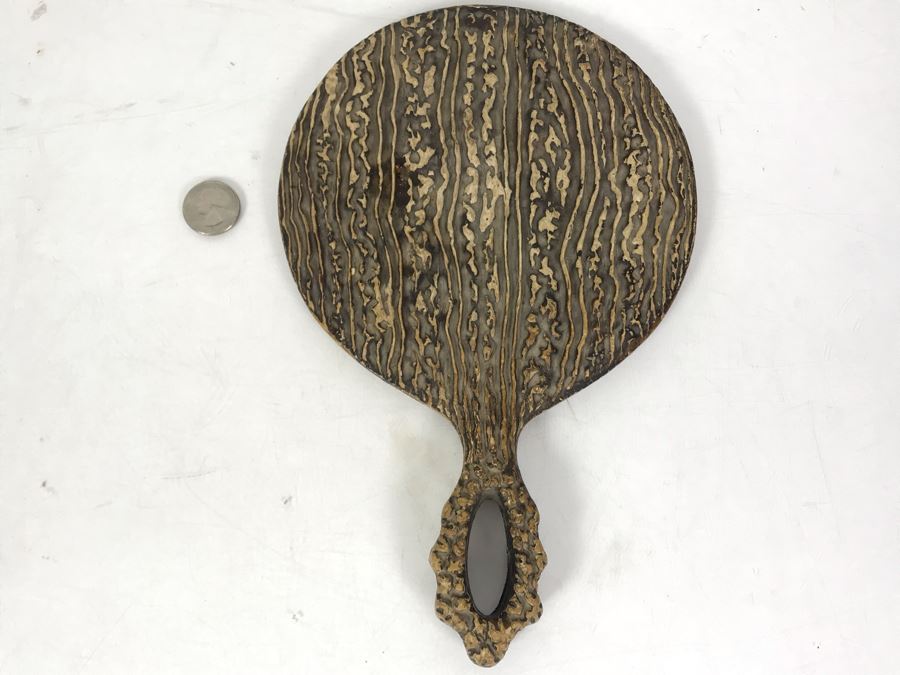 Vintage Faux Antler Wooden Hand Mirrors Beveled Glass 11 X 7 [Photo 4]