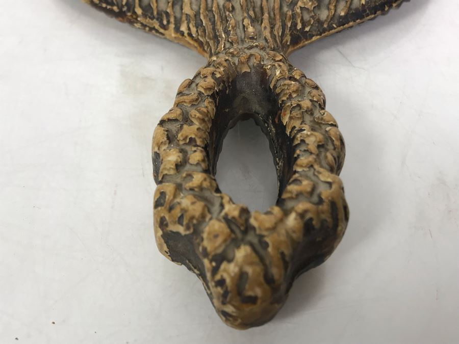 Vintage Faux Antler Wooden Hand Mirrors Beveled Glass 11 X 7 [Photo 5]