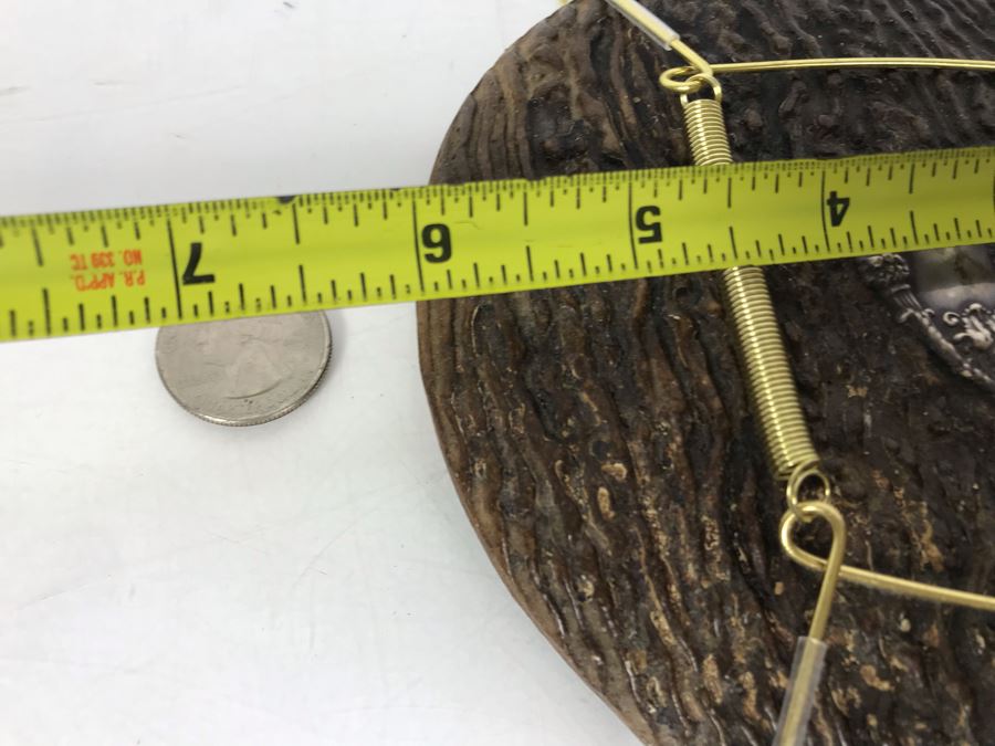 Vintage Faux Antler Wooden Hand Mirrors Beveled Glass And Silver Embellishment On Back For Monogramming Comes With Metal Holder For Hanging On Wall 10 X 6 [Photo 9]