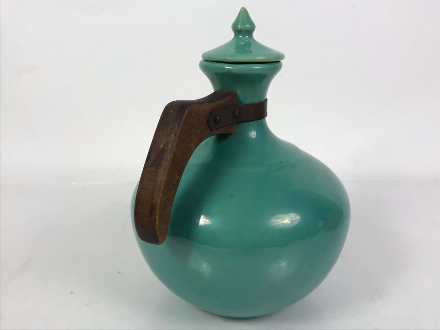Vintage Bauer Los Angeles Pottery Jade Green Teapot Pitcher With Wooden And Copper Handle 7W X 9.5H [Photo 9]