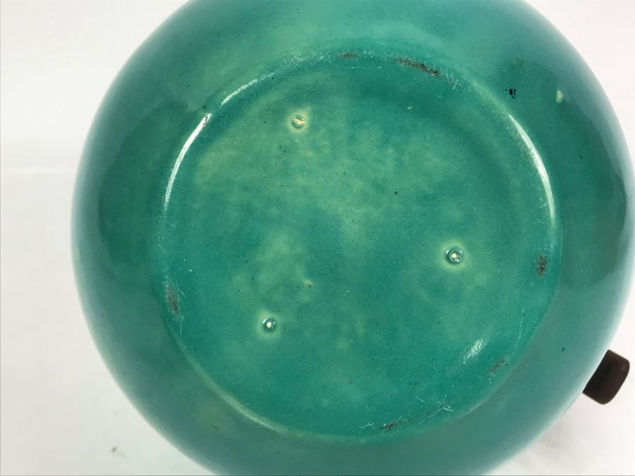 Vintage Bauer Los Angeles Pottery Jade Green Teapot Pitcher With Wooden And Copper Handle 7W X 9.5H [Photo 10]