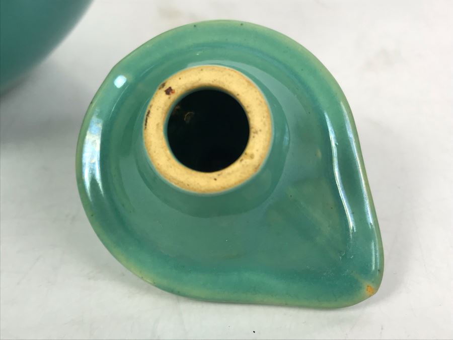 Vintage Bauer Los Angeles Pottery Jade Green Teapot Pitcher With Wooden And Copper Handle 7W X 9.5H [Photo 6]