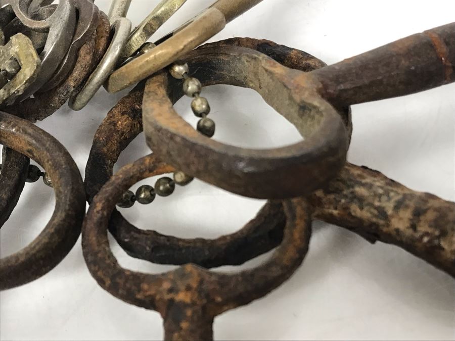 Collection Of Old Keys Including Old Cast Iron Skeleton Keys Treasure Chest Keys [Photo 9]