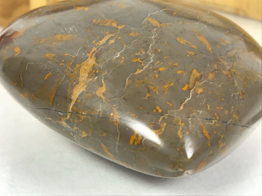 Pair Of Large Carved Stone Hearts In Wooden Heart Shaped Boxes [Photo 14]