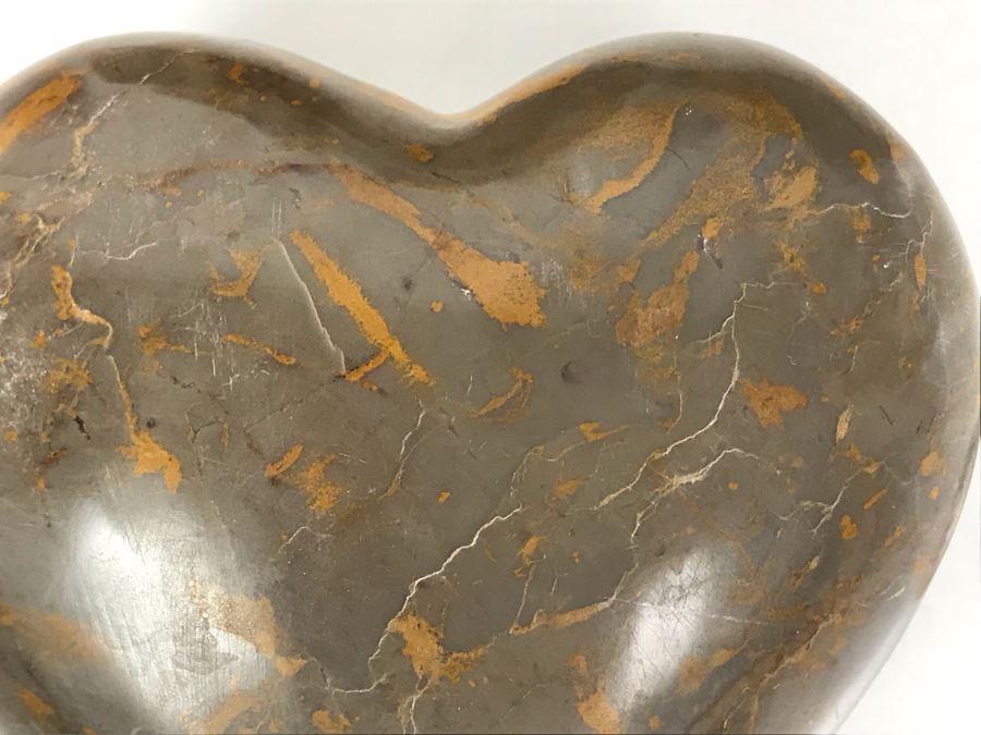 Pair Of Large Carved Stone Hearts In Wooden Heart Shaped Boxes [Photo 13]