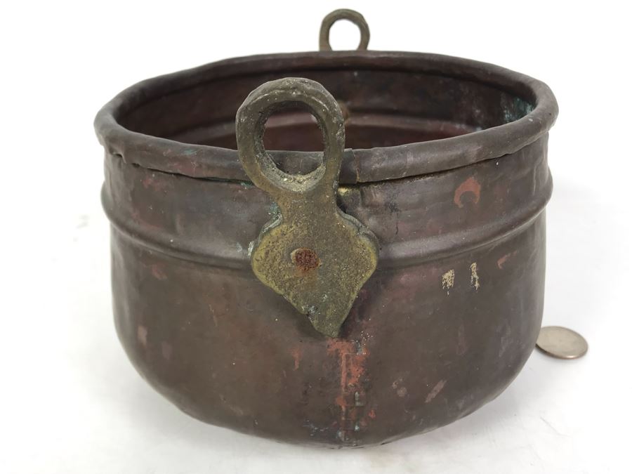 Vintage Copper Pot With Handles For Hanging 7W X 5H [Photo 3]