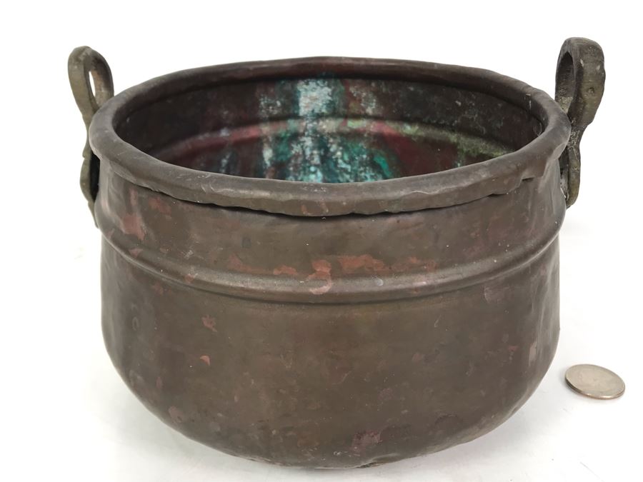 Vintage Copper Pot With Handles For Hanging 7W X 5H [Photo 2]