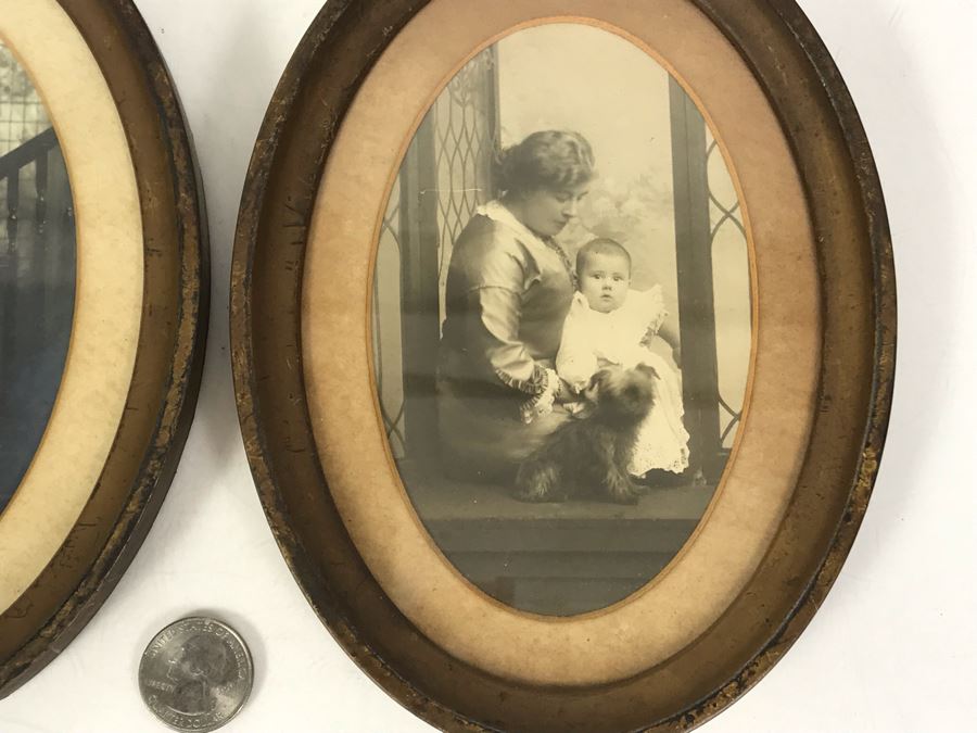 Set Of (3) Vintage Oval Framed B&W Children Photographs Each 5.5 X 7.5 [Photo 5]
