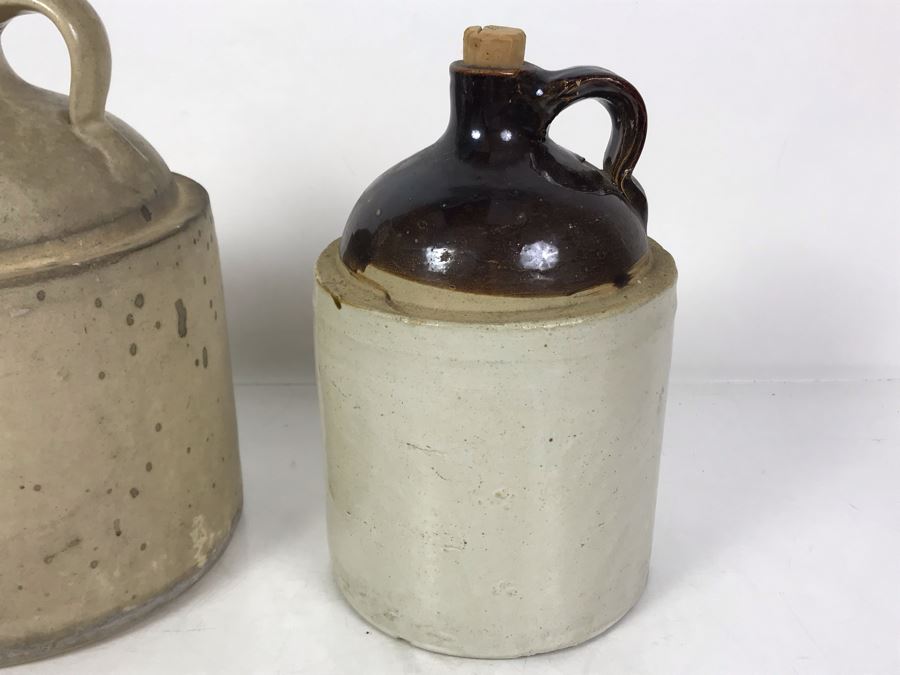 Set Of (2) Stoneware Jugs 10H / 9H And (1) Stoneware Pot With Lid 4H [Photo 10]