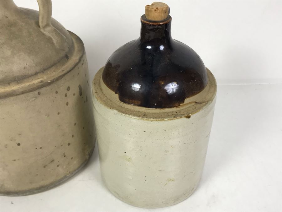 Set Of (2) Stoneware Jugs 10H / 9H And (1) Stoneware Pot With Lid 4H [Photo 11]