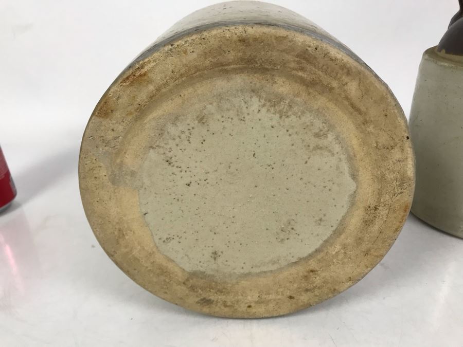 Set Of (2) Stoneware Jugs 10H / 9H And (1) Stoneware Pot With Lid 4H [Photo 17]