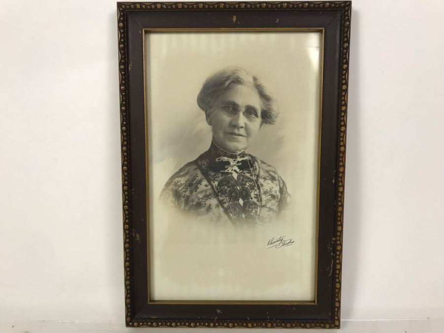 Vintage Signed B&W Portrait Photograph In Old Frame Christy Stucho Studio 8.5 X 12.25 [Photo 2]