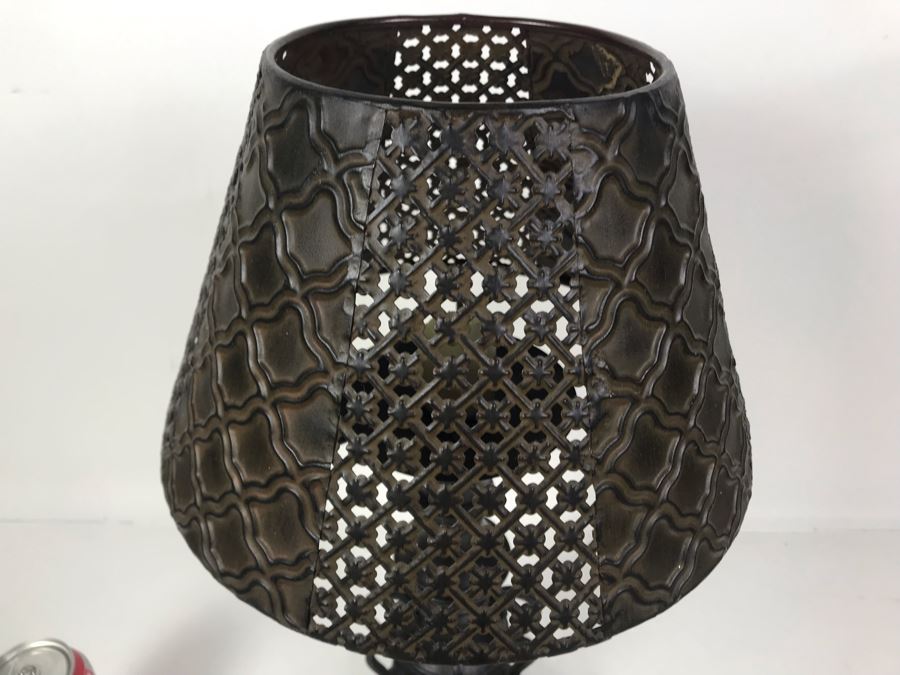Vintage Metal Candle Holder With Metal Shade 11W X 18.5H [Photo 12]