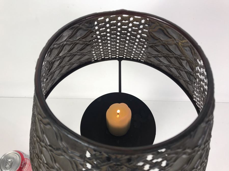Vintage Metal Candle Holder With Metal Shade 11W X 18.5H [Photo 8]