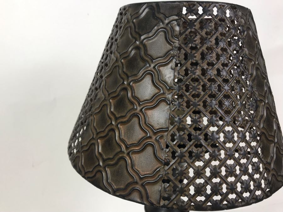 Vintage Metal Candle Holder With Metal Shade 11W X 18.5H [Photo 13]