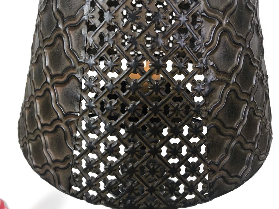 Vintage Metal Candle Holder With Metal Shade 11W X 18.5H [Photo 7]