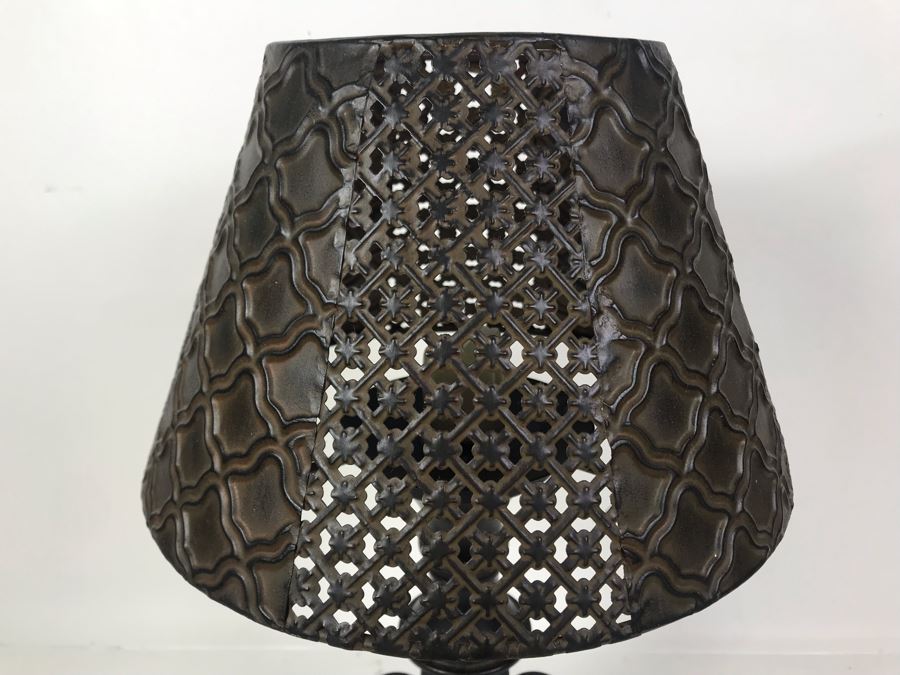 Vintage Metal Candle Holder With Metal Shade 11W X 18.5H [Photo 11]