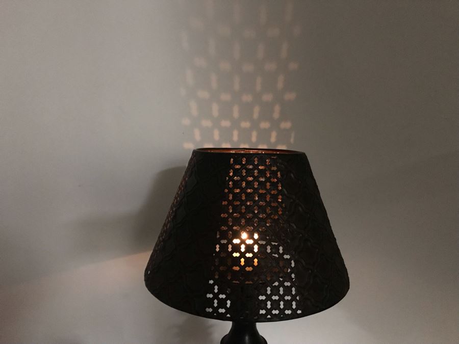 Vintage Metal Candle Holder With Metal Shade 11W X 18.5H [Photo 10]