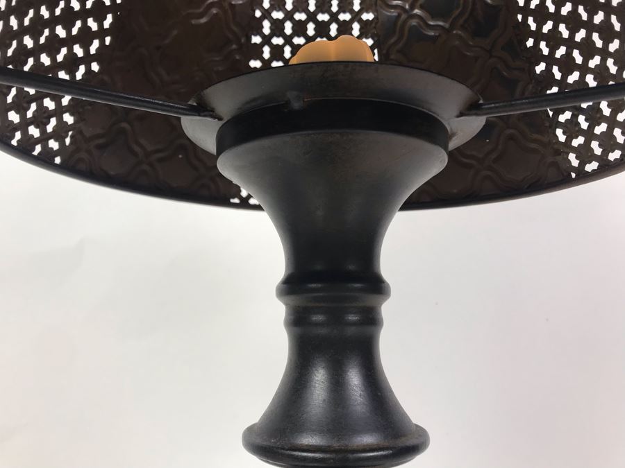 Vintage Metal Candle Holder With Metal Shade 11W X 18.5H [Photo 5]