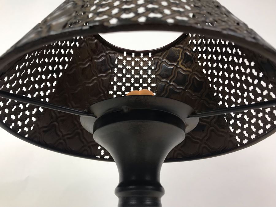 Vintage Metal Candle Holder With Metal Shade 11W X 18.5H [Photo 6]