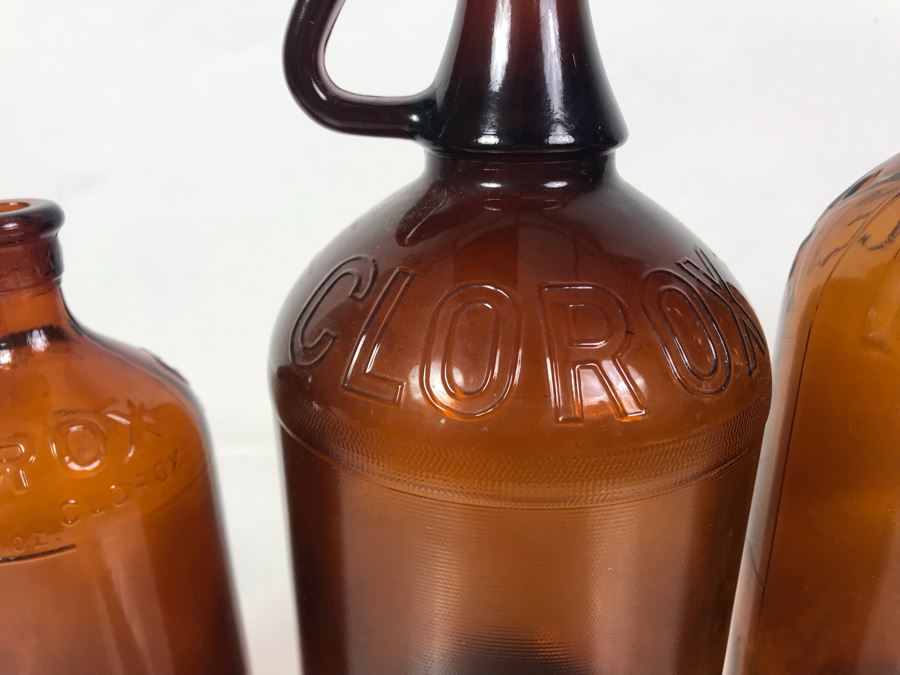 (3) Amber Glass Clorox Bottles And (1) Amber Glass Purex Bottles From 11H To 8H [Photo 3]