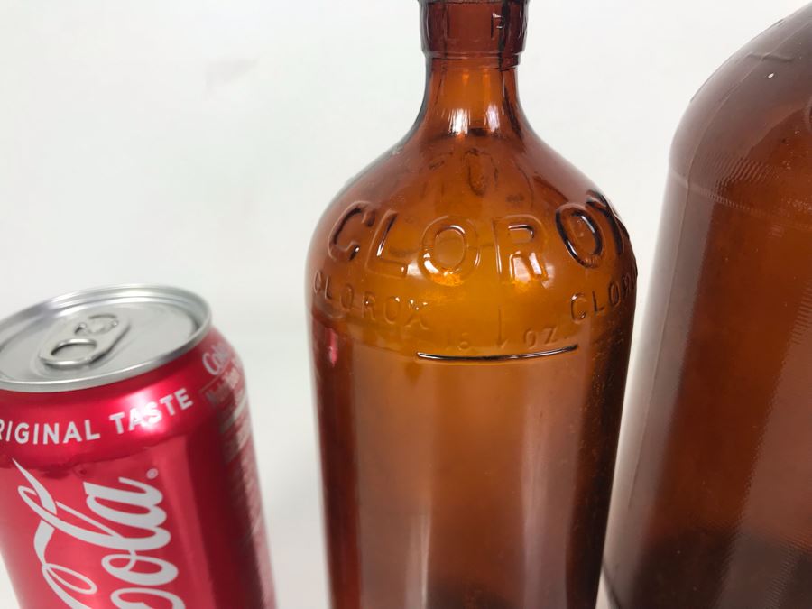 (3) Amber Glass Clorox Bottles And (1) Amber Glass Purex Bottles From 11H To 8H [Photo 2]