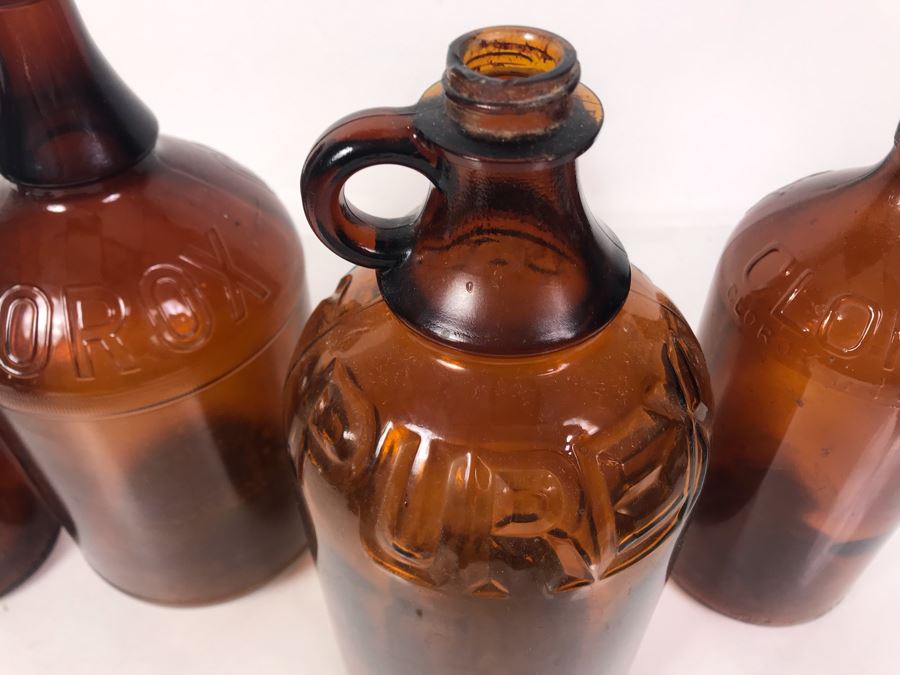 (3) Amber Glass Clorox Bottles And (1) Amber Glass Purex Bottles From 11H To 8H [Photo 7]