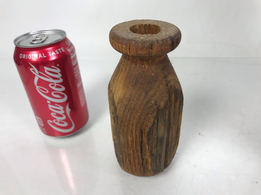 Vintage Galvanized Metal Scoop With Wooden Handle 9.5W X 14H And Pair Of Rustic Wooden Vases 6H And 12H [Photo 12]