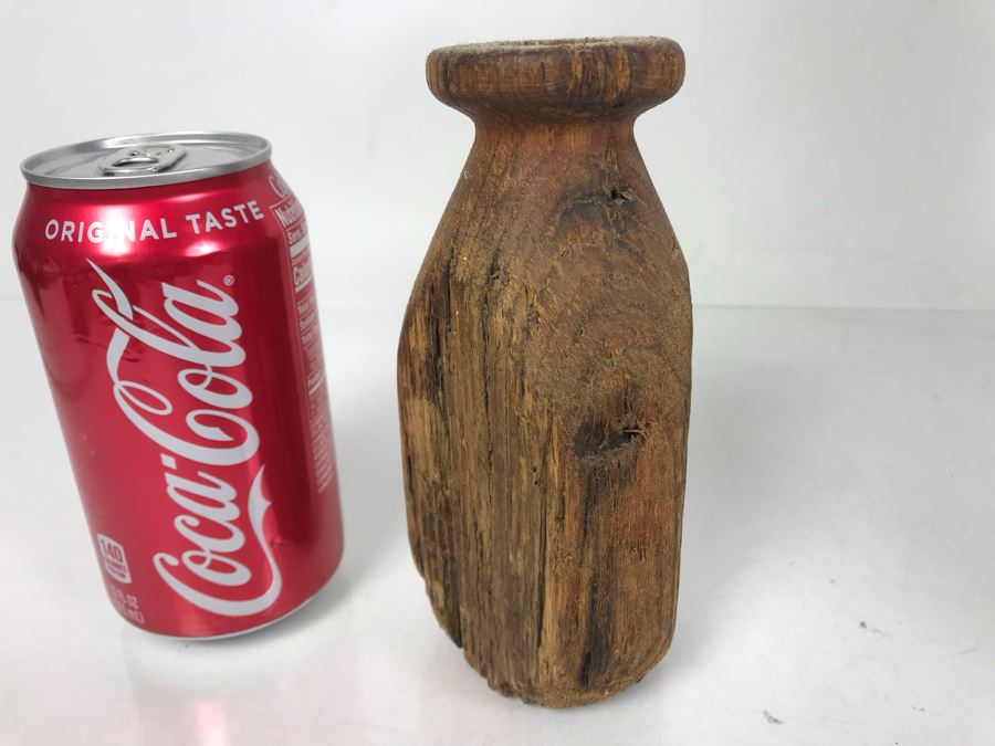 Vintage Galvanized Metal Scoop With Wooden Handle 9.5W X 14H And Pair Of Rustic Wooden Vases 6H And 12H [Photo 10]