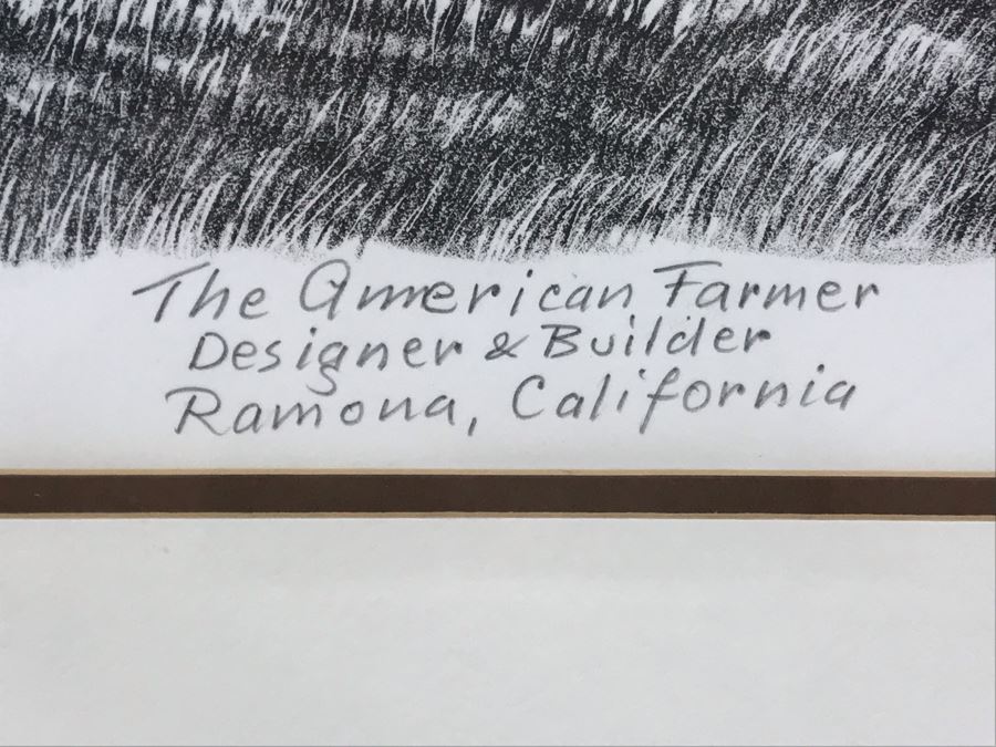 Vintage 1978 Local Ted Wade Lithograph The American Farmer Designer & Builder Ramona, California 12 X 12.5 Hand Signed Limited Edition 22 Of 26 [Photo 4]