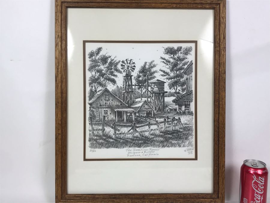Vintage 1978 Local Ted Wade Lithograph The American Farmer Designer & Builder Ramona, California 12 X 12.5 Hand Signed Limited Edition 22 Of 26 [Photo 2]