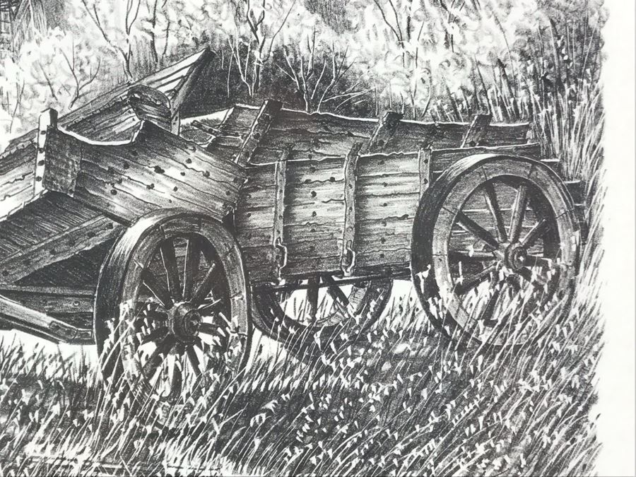 Vintage 1978 Local Ted Wade Lithograph Butterfield Square Chuck Wagon Temecula, California 12.5 X 14 Hand Signed Limited Edition 6 Of 36 [Photo 10]