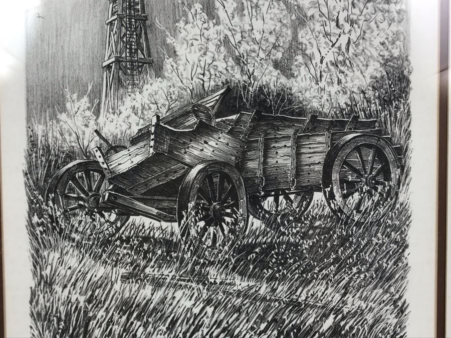 Vintage 1978 Local Ted Wade Lithograph Butterfield Square Chuck Wagon Temecula, California 12.5 X 14 Hand Signed Limited Edition 6 Of 36 [Photo 8]