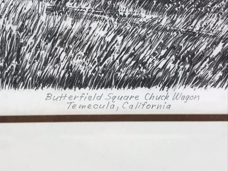 Vintage 1978 Local Ted Wade Lithograph Butterfield Square Chuck Wagon Temecula, California 12.5 X 14 Hand Signed Limited Edition 6 Of 36 [Photo 5]