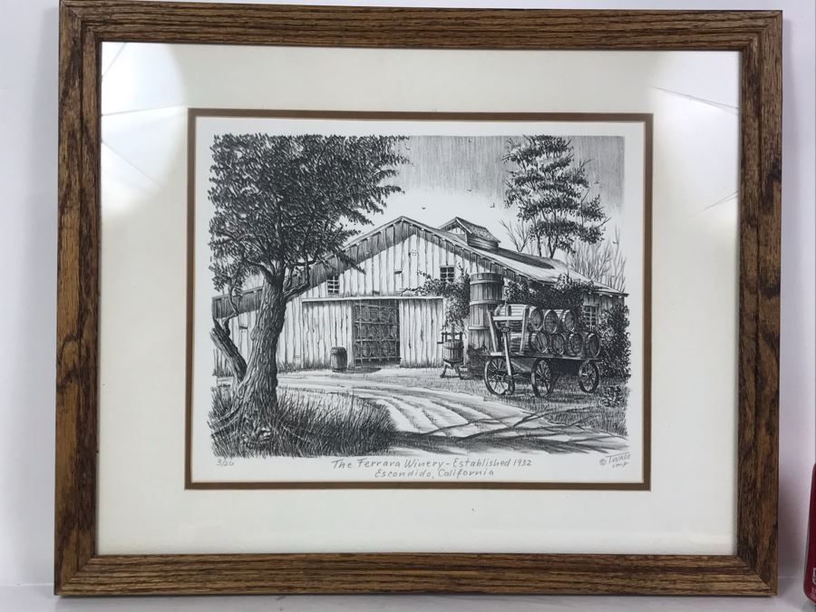 Vintage 1978 Local Ted Wade Lithograph The Ferrara Winery Established 1932 Escondido, California 14 X 11 Hand Signed Limited Edition 3 Of 26 [Photo 2]