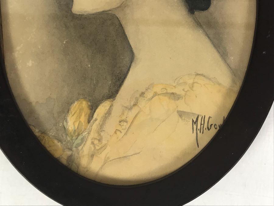 Original Vintage Portrait Drawings Signed M. H. Gould 7 X 9 [Photo 5]