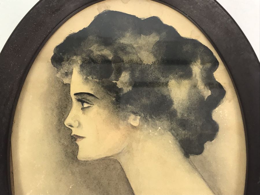 Original Vintage Portrait Drawings Signed M. H. Gould 7 X 9 [Photo 3]