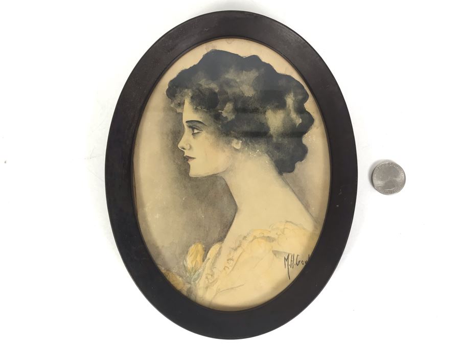 Original Vintage Portrait Drawings Signed M. H. Gould 7 X 9 [Photo 2]