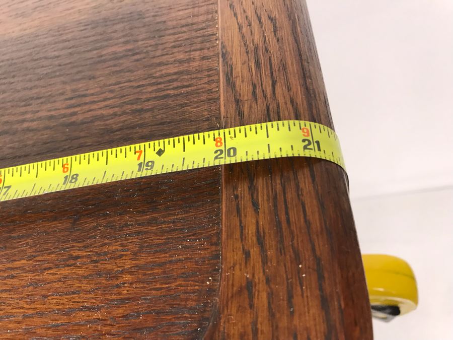 Stunning Vintage Oak Sewing Cabinet With Casters, Spool Drawer And Lower Shelf 21W X 14D X 22.5H [Photo 11]
