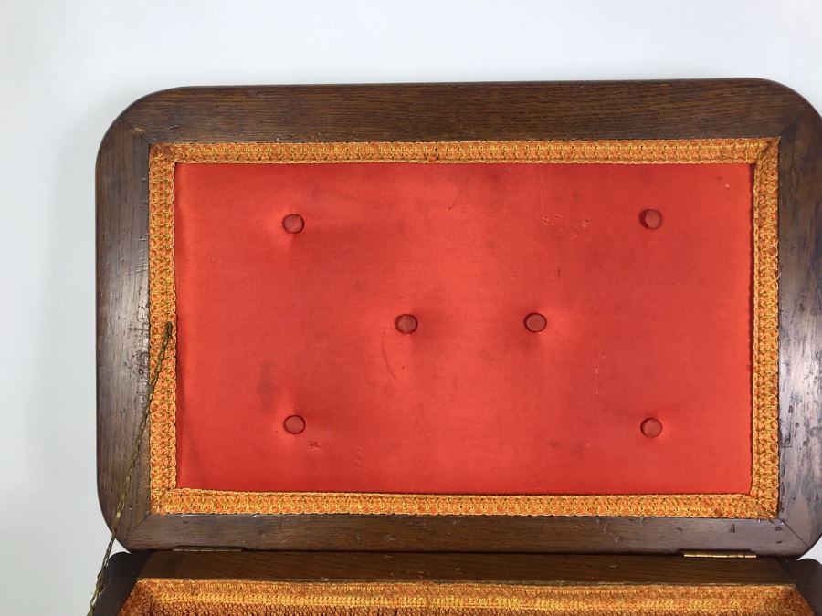 Stunning Vintage Oak Sewing Cabinet With Casters, Spool Drawer And Lower Shelf 21W X 14D X 22.5H [Photo 6]