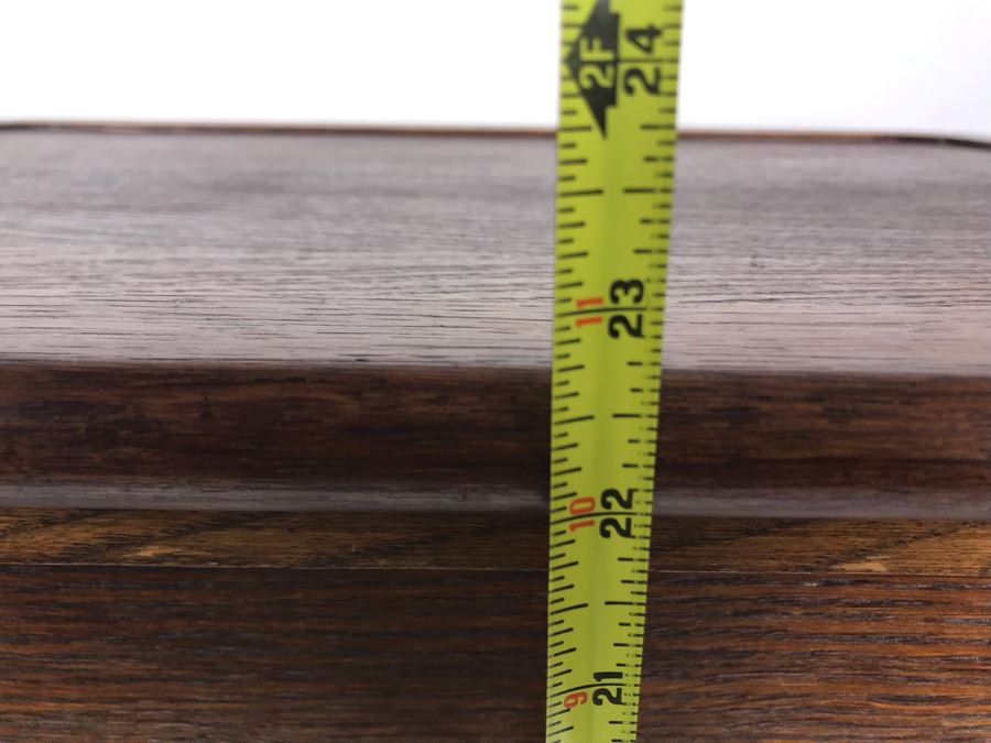 Stunning Vintage Oak Sewing Cabinet With Casters, Spool Drawer And Lower Shelf 21W X 14D X 22.5H [Photo 13]