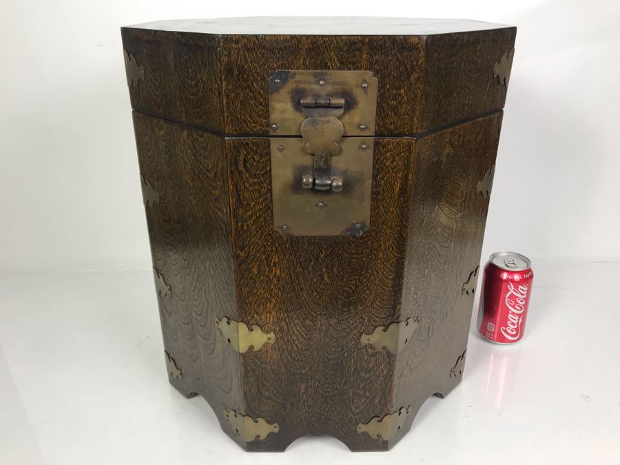 8-Sided Asian Box With Brass Hardware 15W X 17H [Photo 1]