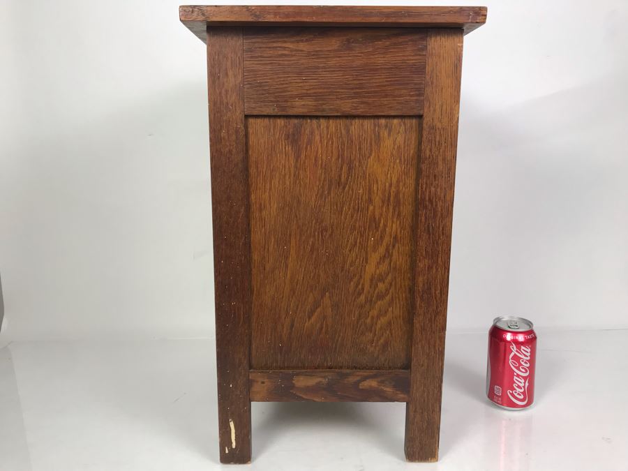 Arts & Crafts Mission Oak Tiger Oak Antique Chairside Humidor Liquor Cabinet [Photo 7]