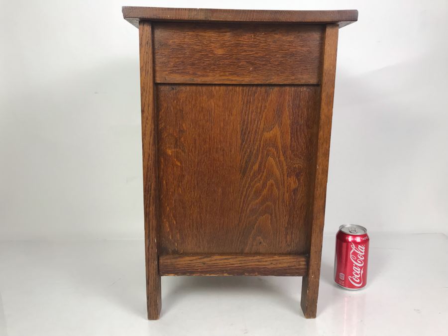Arts & Crafts Mission Oak Tiger Oak Antique Chairside Humidor Liquor Cabinet [Photo 6]