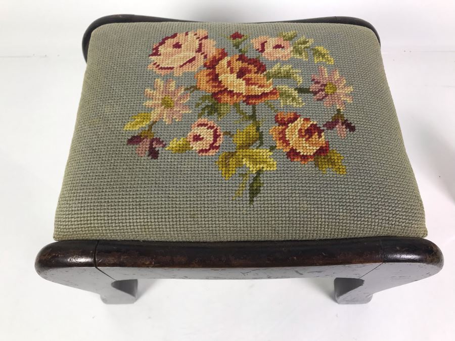 Vintage Needlepoint Footstool 10 X 13 X 9.5H [Photo 1]