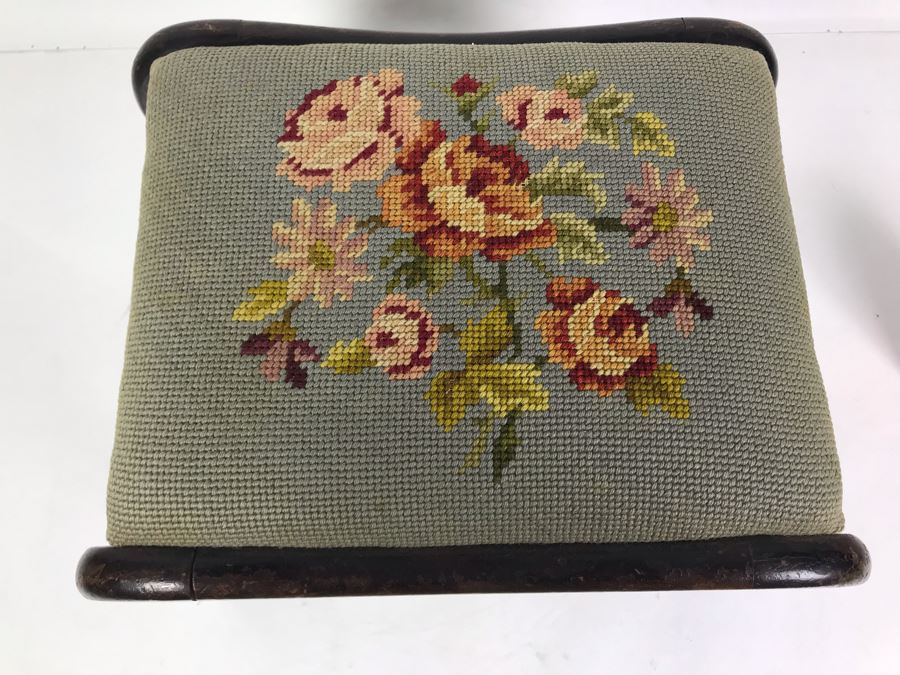 Vintage Needlepoint Footstool 10 X 13 X 9.5H [Photo 2]